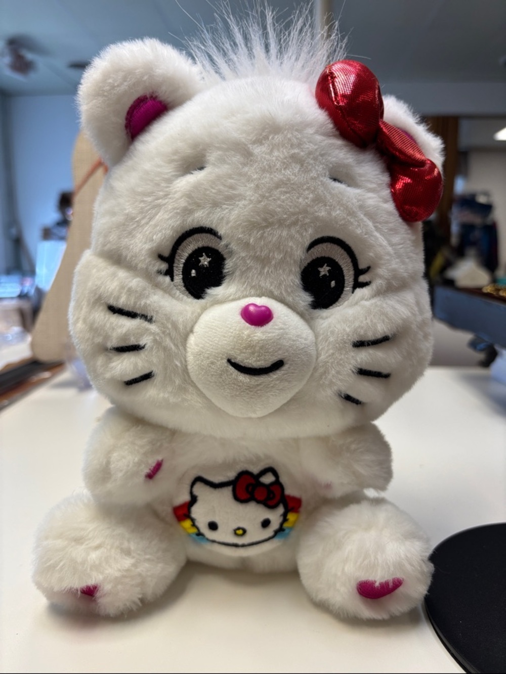 Hello Kitty White Plush with Red Bow and Pink Accents